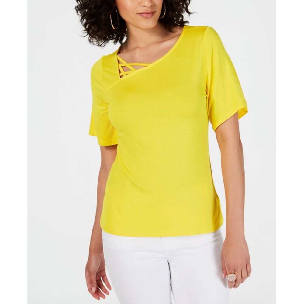 Thalia Sodi Asymmetric Lattice Neck Top